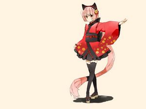 Preview wallpaper anime, girl cat, costume, ears, kimono