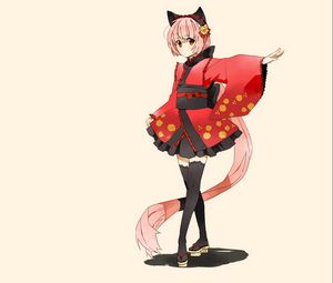 Preview wallpaper anime, girl cat, costume, ears, kimono