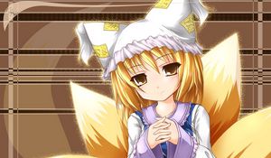 Preview wallpaper anime, girl, creature, tail, ears, hope