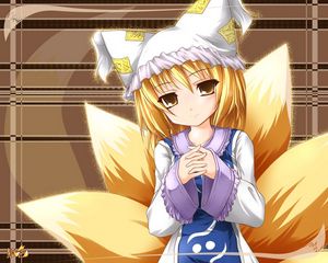 Preview wallpaper anime, girl, creature, tail, ears, hope