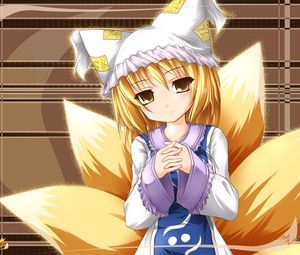 Preview wallpaper anime, girl, creature, tail, ears, hope