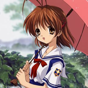 Preview wallpaper anime, girl, cute, umbrella, rain, nature