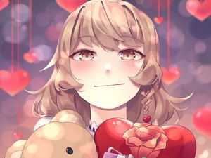 Preview wallpaper anime, girl, cute, flower