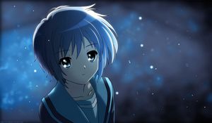 Preview wallpaper anime, girl, cute, lights, night