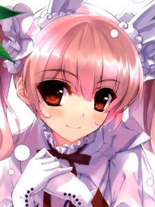 Preview wallpaper anime, girl, cute, smile, tenderness, cherry