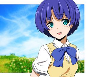 Preview wallpaper anime girl, cute, smile, street