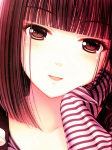 Preview wallpaper anime, girl, face, pen, white, pink