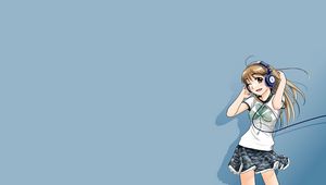 Preview wallpaper anime, girl, fun, music, headphones