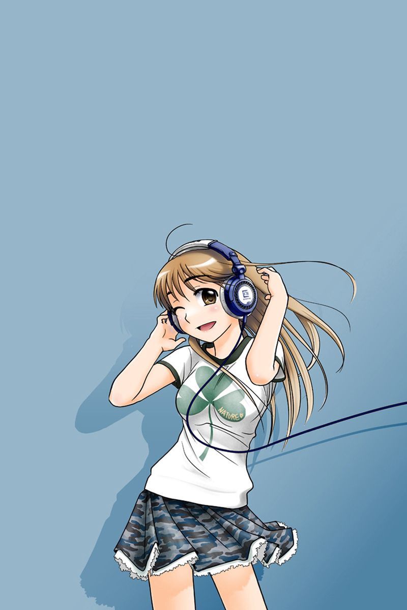 Cute anime girl wearing headphones wallpaper 08 Preview  10wallpapercom