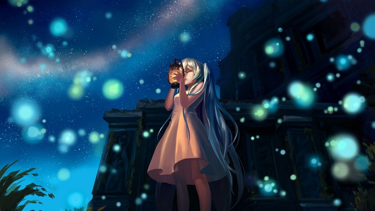 Download Glowing Anime Girl Background Wallpaper | Wallpapers.com