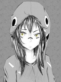 Download wallpaper 240x320 anime, girl, graphic, hat, black white old  mobile, cell phone, smartphone hd background