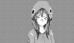 Preview wallpaper anime, girl, graphic, hat, black white