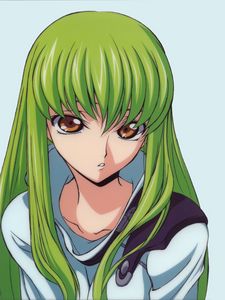 Preview wallpaper anime, girl, green, color, hair