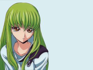 Preview wallpaper anime, girl, green, color, hair