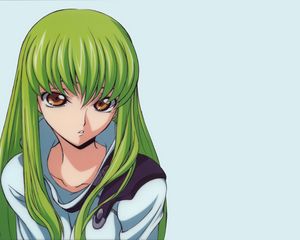 Preview wallpaper anime, girl, green, color, hair