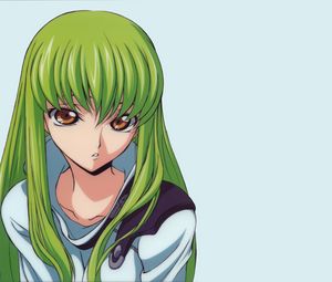 Preview wallpaper anime, girl, green, color, hair