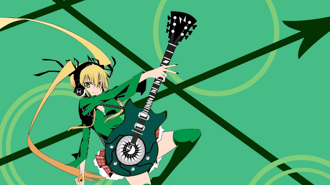 Wallpaper anime, girl, guitar, boots, drive, fun