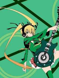 Preview wallpaper anime, girl, guitar, boots, drive, fun