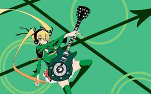 Preview wallpaper anime, girl, guitar, boots, drive, fun