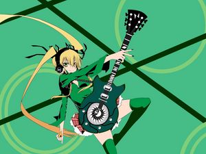 Preview wallpaper anime, girl, guitar, boots, drive, fun