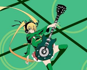 Preview wallpaper anime, girl, guitar, boots, drive, fun