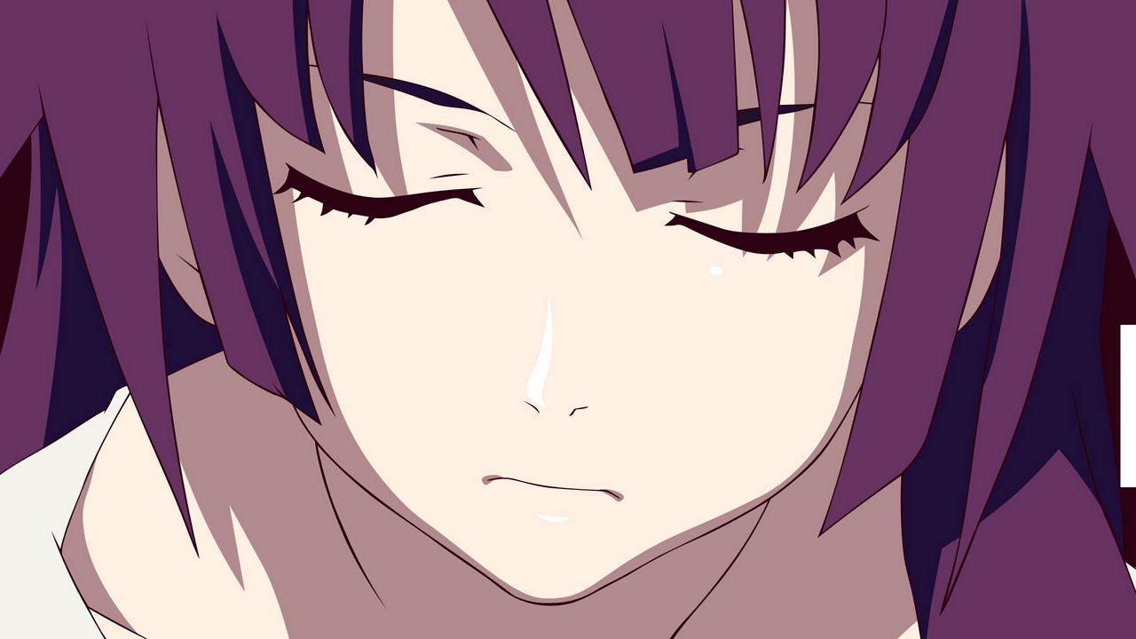 Wallpaper anime, girl, hair, purple, eyes, closed