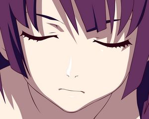 Preview wallpaper anime, girl, hair, purple, eyes, closed