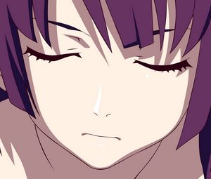 Preview wallpaper anime, girl, hair, purple, eyes, closed