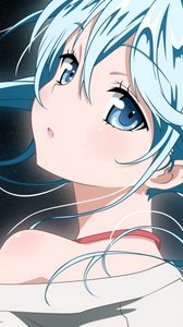 Preview wallpaper anime, girl, hair, blue, eyes