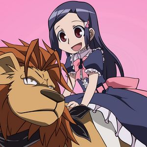Preview wallpaper anime, girl, happiness, lion, dress