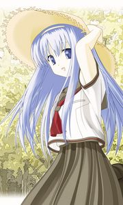 Preview wallpaper anime, girl, hat, hair, sun