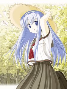 Preview wallpaper anime, girl, hat, hair, sun