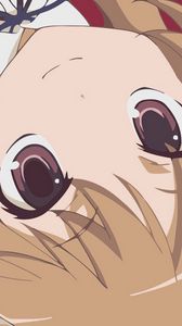 Preview wallpaper anime, girl, head, big, smile