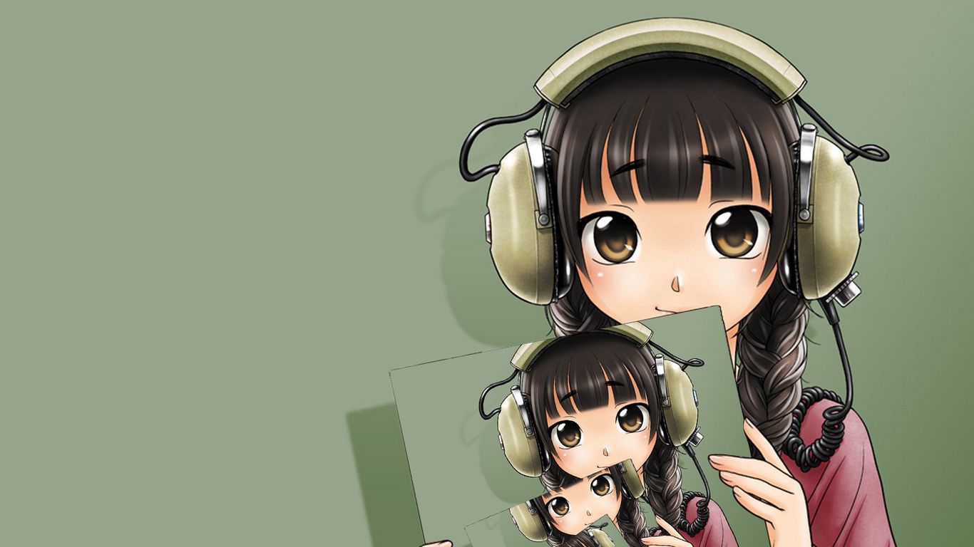 headphones girl background