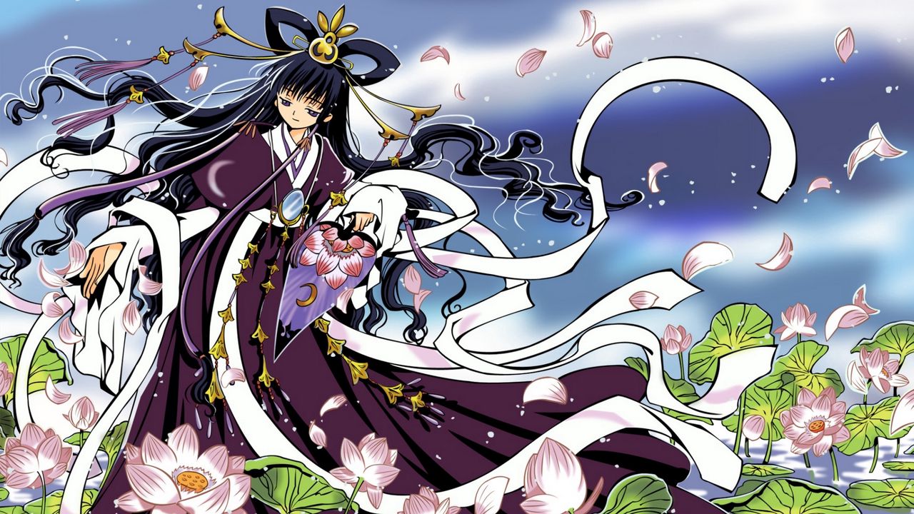Wallpaper anime, girl, kimono, flower