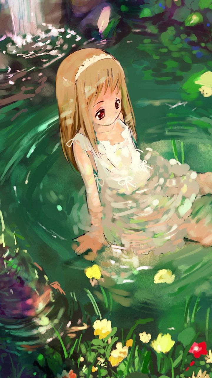 Download wallpaper 720x1280 anime, girl, nature, water, sadness samsung  galaxy mini s3, s5, neo, alpha, sony xperia compact z1, z2, z3, asus  zenfone hd background
