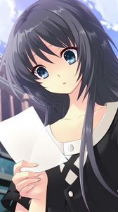 Preview wallpaper anime, girl, note, surprise