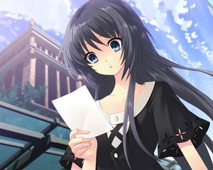 Preview wallpaper anime, girl, note, surprise