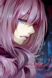 Preview wallpaper anime, girl, purple, hair, look