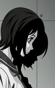 Preview wallpaper anime, girl, sadness, shadow, wall