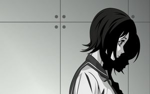 Preview wallpaper anime, girl, sadness, shadow, wall