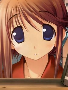 Preview wallpaper anime, girl, shelf, books, study