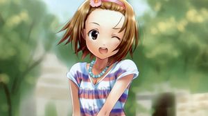 Preview wallpaper anime, girl, shirt, necklace, smiling
