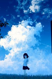 Preview wallpaper anime, girl, sky, clouds
