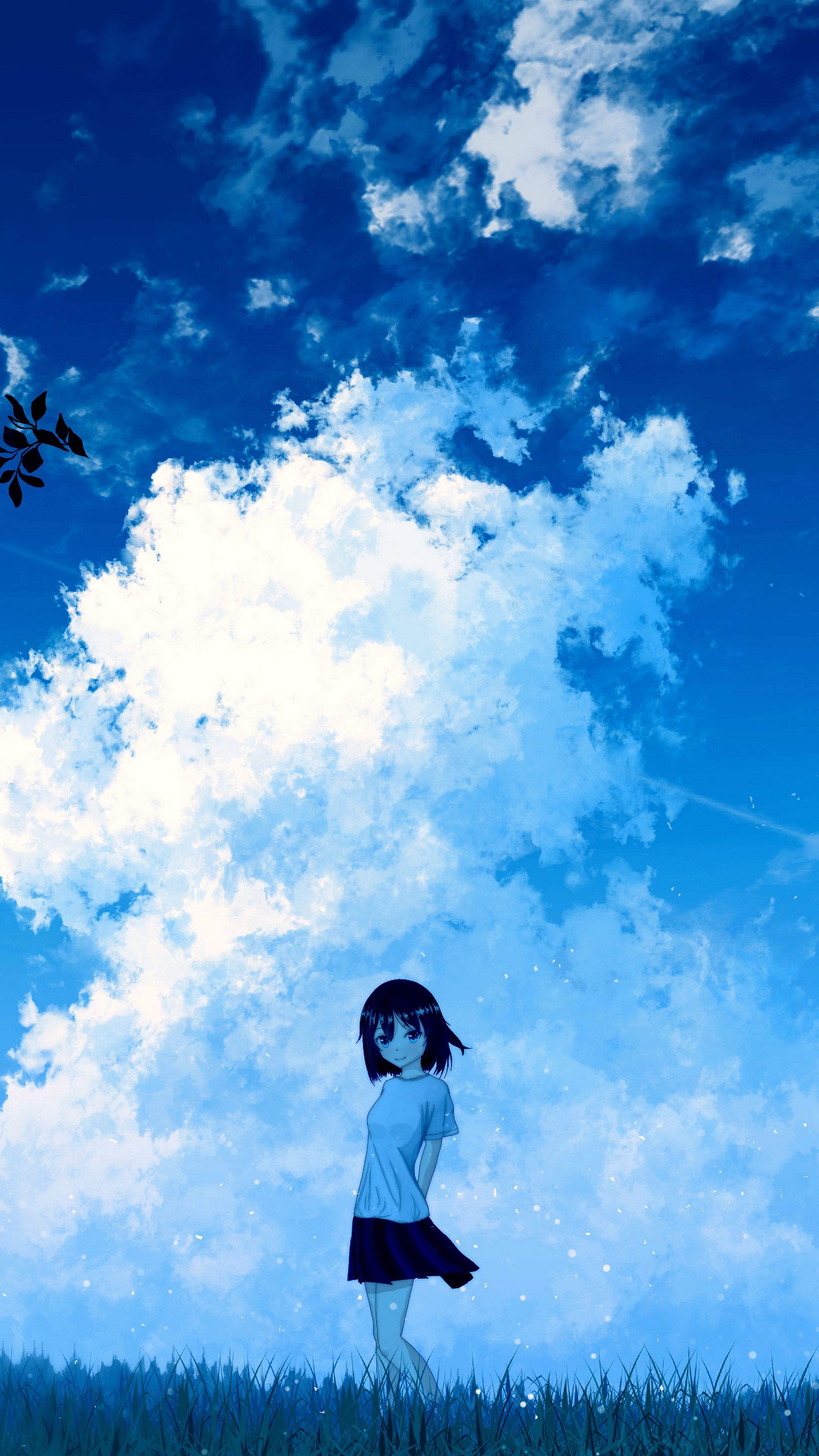 Download Wallpaper 2160x3840 Anime Girl Sky Clouds Samsung Galaxy S4 S5 Note Sony Xperia Z Z1 Z2 Z3 Htc One Lenovo Vibe Hd Background