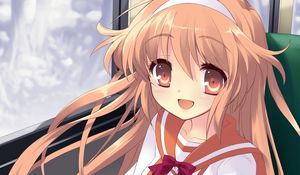 Preview wallpaper anime, girl, smile, tour, train