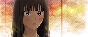 Preview wallpaper anime, girl, surprising, sunset, fence