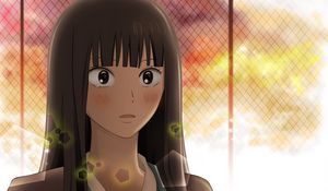 Preview wallpaper anime, girl, surprising, sunset, fence