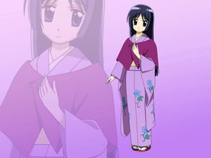 Preview wallpaper anime, girl, young, kimono, shy