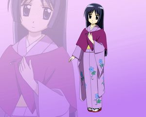 Preview wallpaper anime, girl, young, kimono, shy